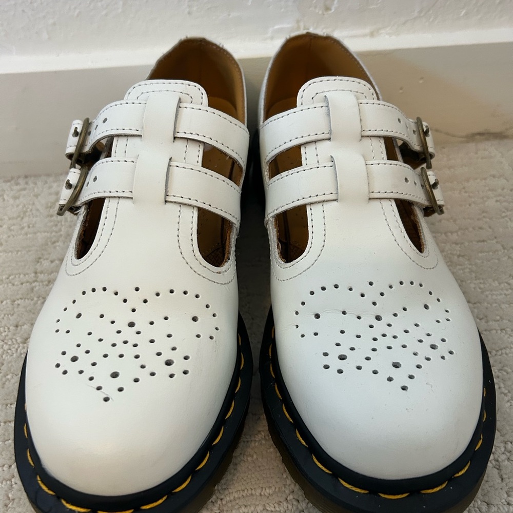 Dr. Martens 8065 Smooth Leather Mary Jane Shoes in White
